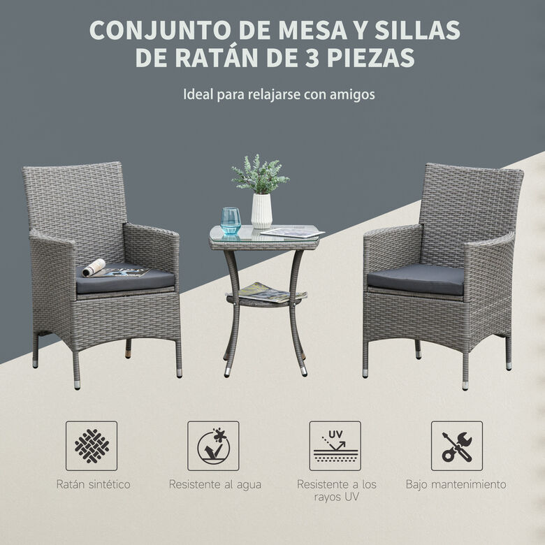 Outsunny Conjunto de Muebles de Ratán para jardín thumbnail