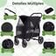 COSTWAY Carrito para Perros Plegable Grande, Cochecito para Mascotas con Ruedas, Toldo Ajustable de Malla, Bolsillos de Almacenamiento y Cintur&oacute;n de Seguridad, Carga 40 kg, 96 x 71 x 102,5 cm, Negro, , large indicador imagen numero 3
