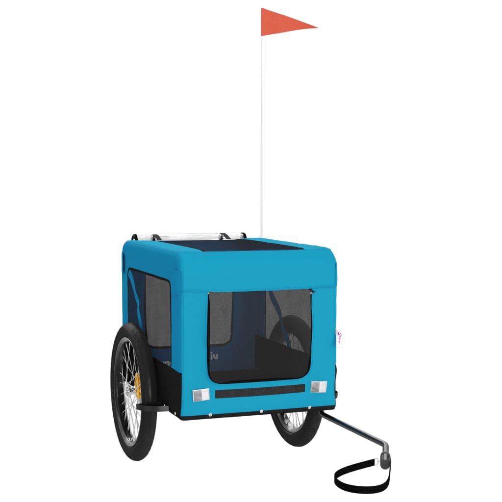 vidaXL Remolque de bicicleta para perros hierro tela Oxford azul negro, , large Imagen numero 1