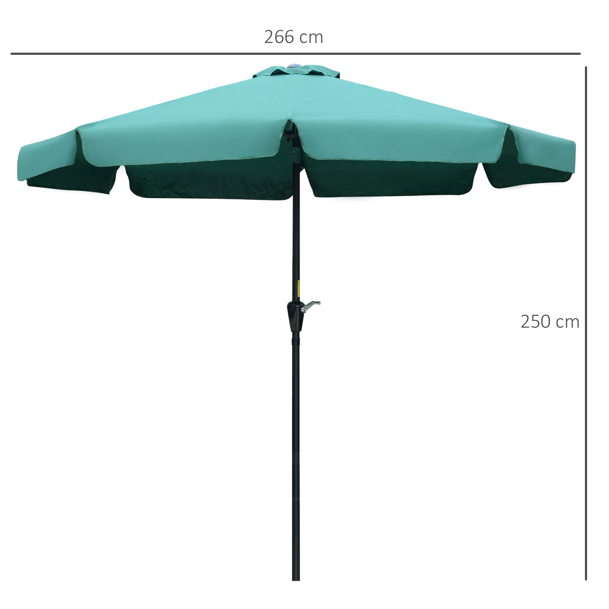 Outsunny Sombrilla de Jard&iacute;n &Oslash;266x250 cm Parasol de Jard&iacute;n de Aluminio con &Aacute;ngulo Ajustable Protecci&oacute;n UV50+ Techo de Ventilaci&oacute;n y Manivela para Terraza Balc&oacute;n Exterior Verde, , large Imagen numero 3