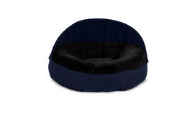Gauty Cama Redonda Tela Impermeable y pelo - Azul y negro para Perros y Gatos  