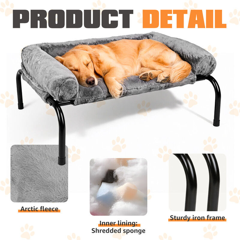 Nobleza Cama Elevada Sof&aacute; para Perros (XL-122*71*32cm) - Cama 2 en 1 Invierno/Verano con Coj&iacute;n de Felpa Desmontable, Cama T&eacute;rmica y Transpirable para Exterior e Interior, Gris, , large Imagen numero 4