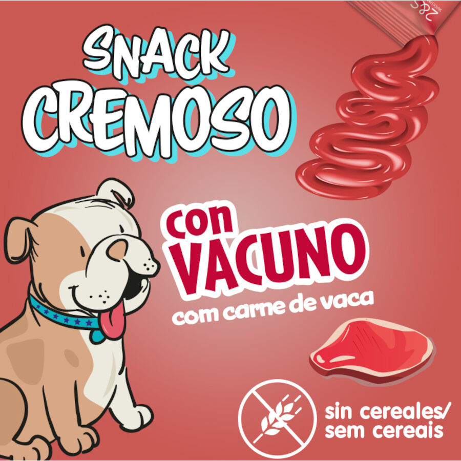 4 sobres x 15 g 2&Snacks Snacks Cremosos con Vacuno para perros, , large Imagen numero 3