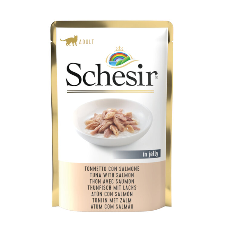 24 sobres x 85 g Schesir Adult atún con salmón sobre para gatos. ¡Pack ahorro!