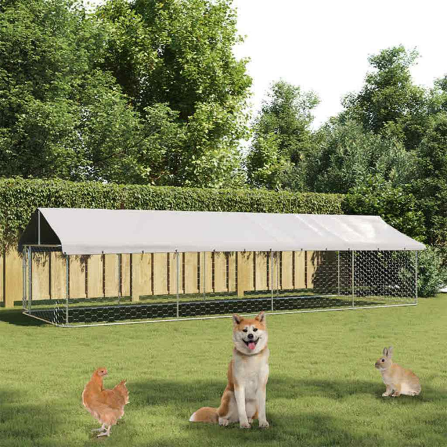 VidaXL Perrera Exterior Plateada para perros, , large Imagen numero 2