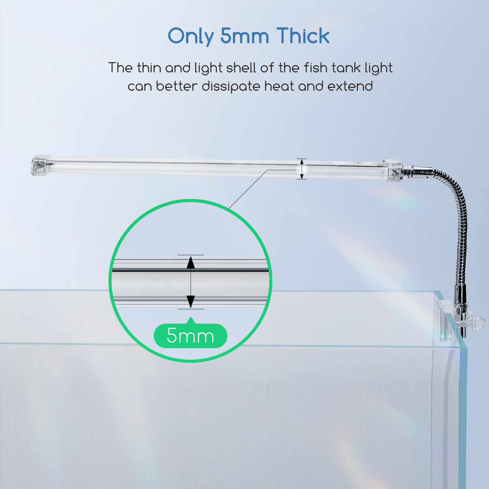 Nobleza - Luz LED Acuario, Impermeable L&aacute;mpara Acuario Delgada, Blanco LED Acuario Plantado con Potente Clip (6W 23CM, Blanco), , large Imagen numero 5