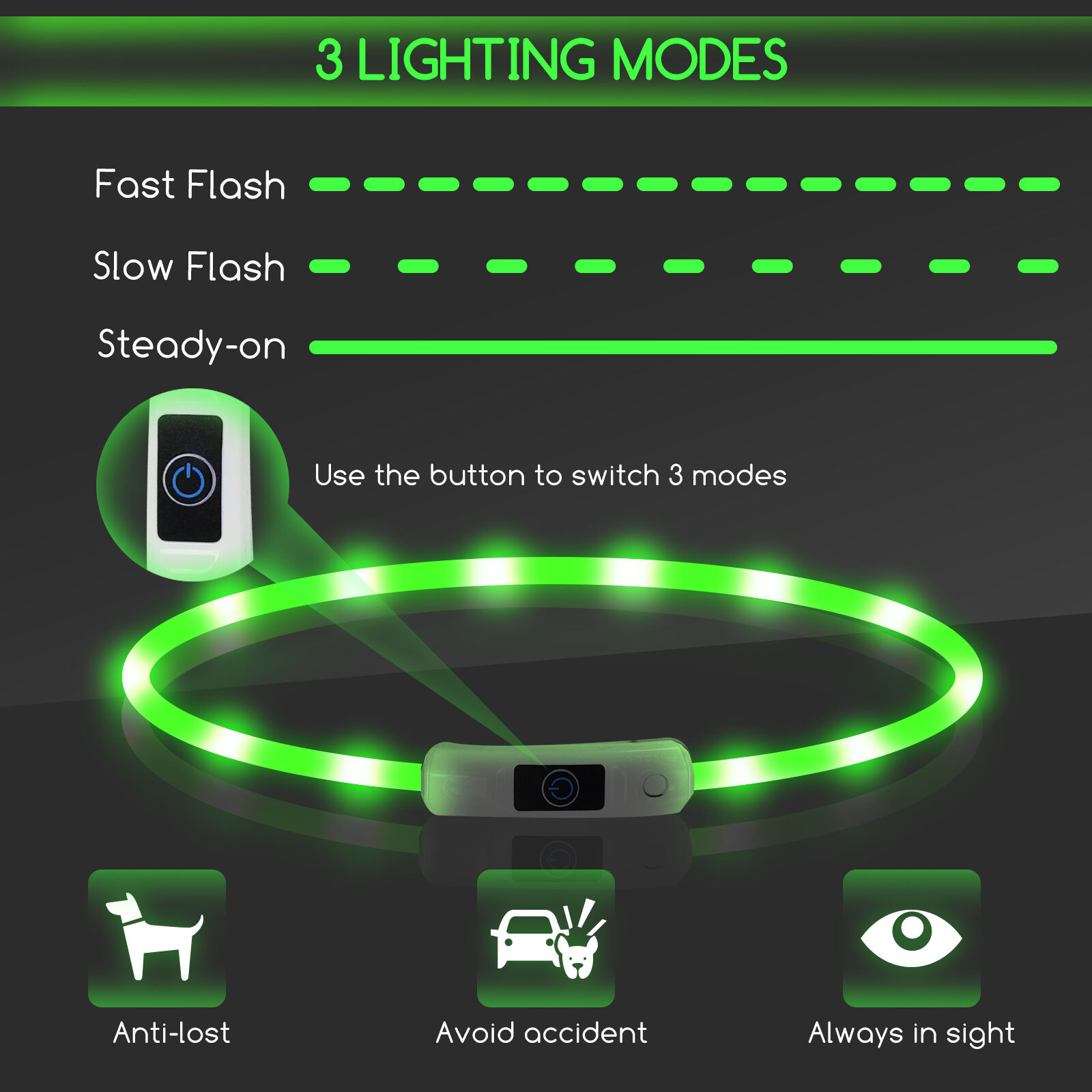 Nobleza collar luminoso recargable con usb para perros thumbnail