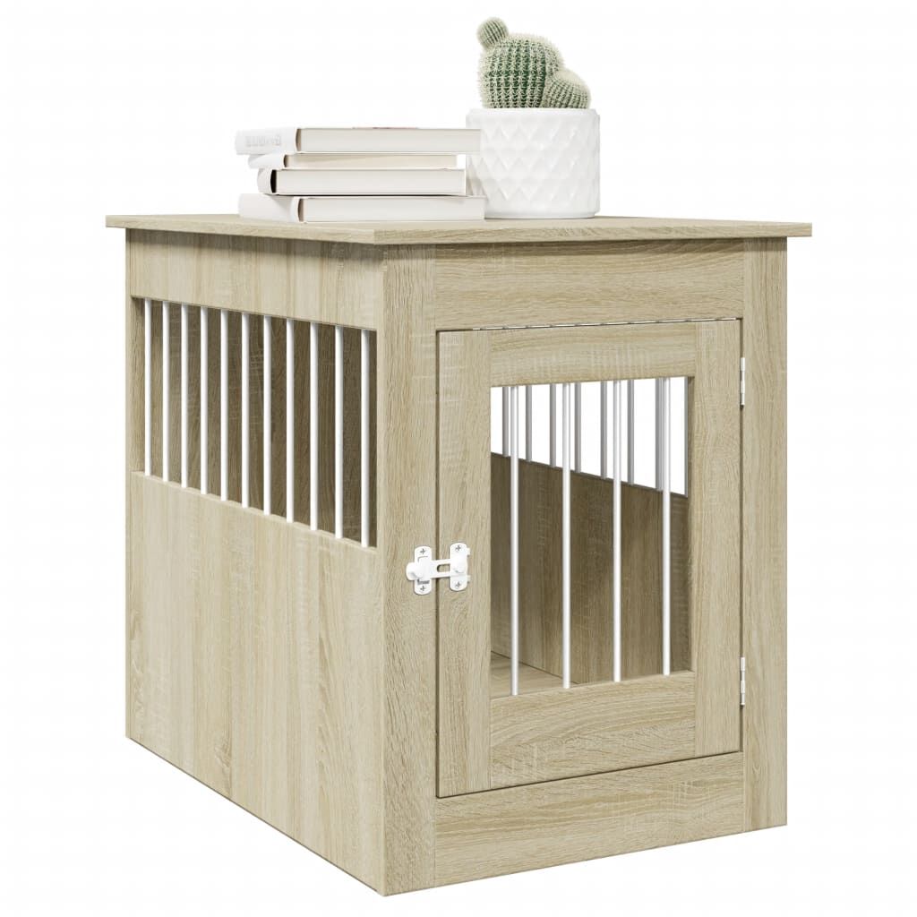 vidaXL Jaula para perros madera de ingenier&iacute;a roble Sonoma 55x80x68 cm, , large Imagen numero 3