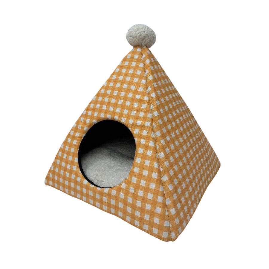 Leeby Cama Pir&aacute;mide Vichy Naranja para gatos, , large Imagen numero 2