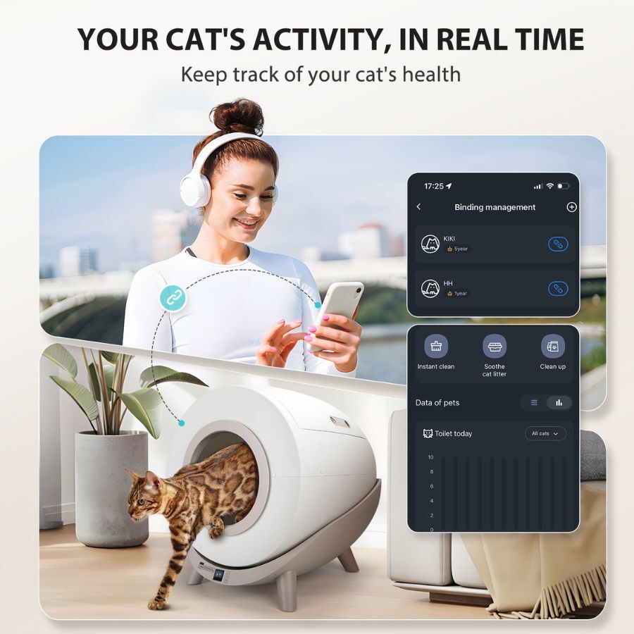 Nobleza Arenero Autolimpiable Inteligente para Gatos con App Incluye 2 Rollos de Bolsas de Basura, , large Imagen numero 5