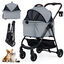 COSTWAY Carrito para Perros 3 en 1, Cochecito para Perros Plegable con Transport&iacute;n Desmontable, Toldo de Malla Ajustable, Cesta, Portavasos, Carro para Perro, Gato, Carga 15 kg, 76x53x100 cm (Gris), , large indicador imagen numero 1