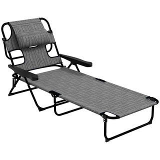 Outsunny Tumbona Plegable Gris 