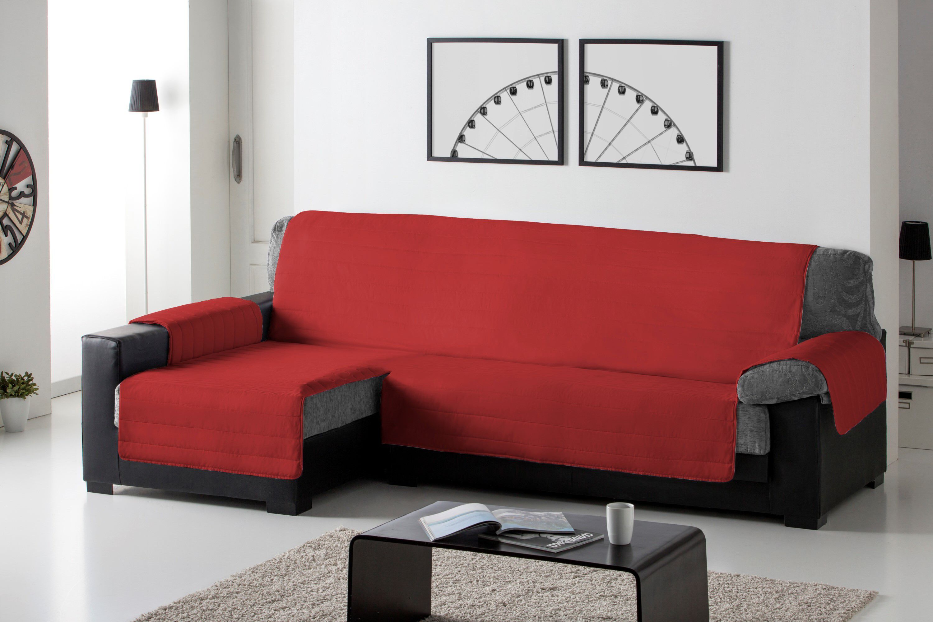 Cubre Sofa Acolchado Chaise Longue Izquierdo color Granate, , large Imagen numero 3