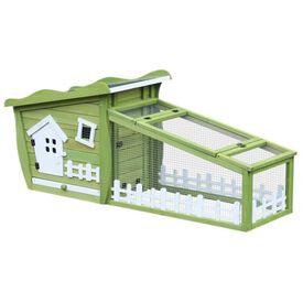 Conejera de madera maciza para conejos color Verde/Blanca
