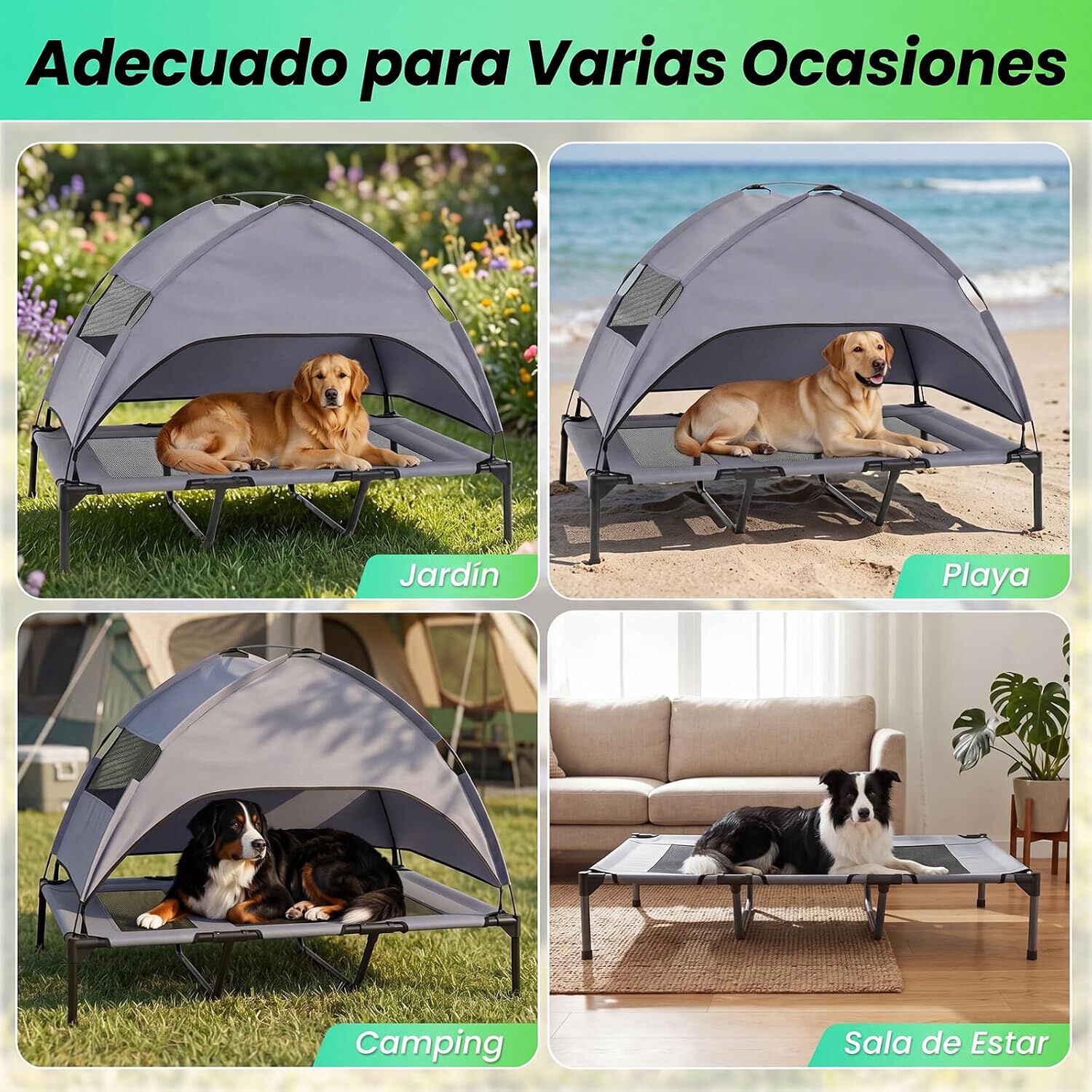 COSTWAY Cama Elevada para Perros con Toldo Extra&iacute;ble (122,5 x 91 x 95 cm), , large Imagen numero 3