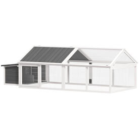 PawHut Gallinero Blanco y Gris