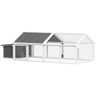 PawHut Gallinero Blanco y Gris