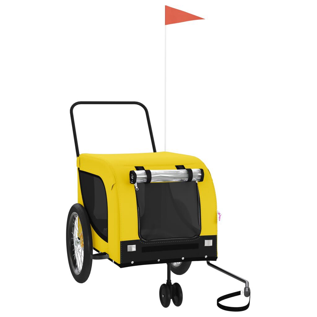 vidaXL Remolque bicicleta mascotas hierro tela Oxford amarillo negro, , large Imagen numero 1