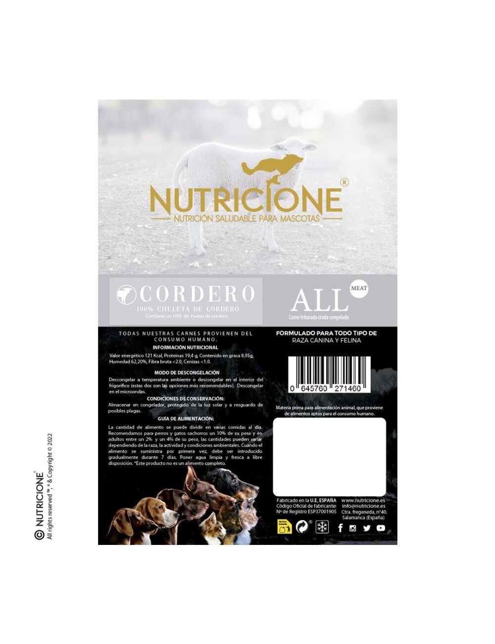 Nutricione all meat carne de cordero con hueso para perros y gatos thumbnail