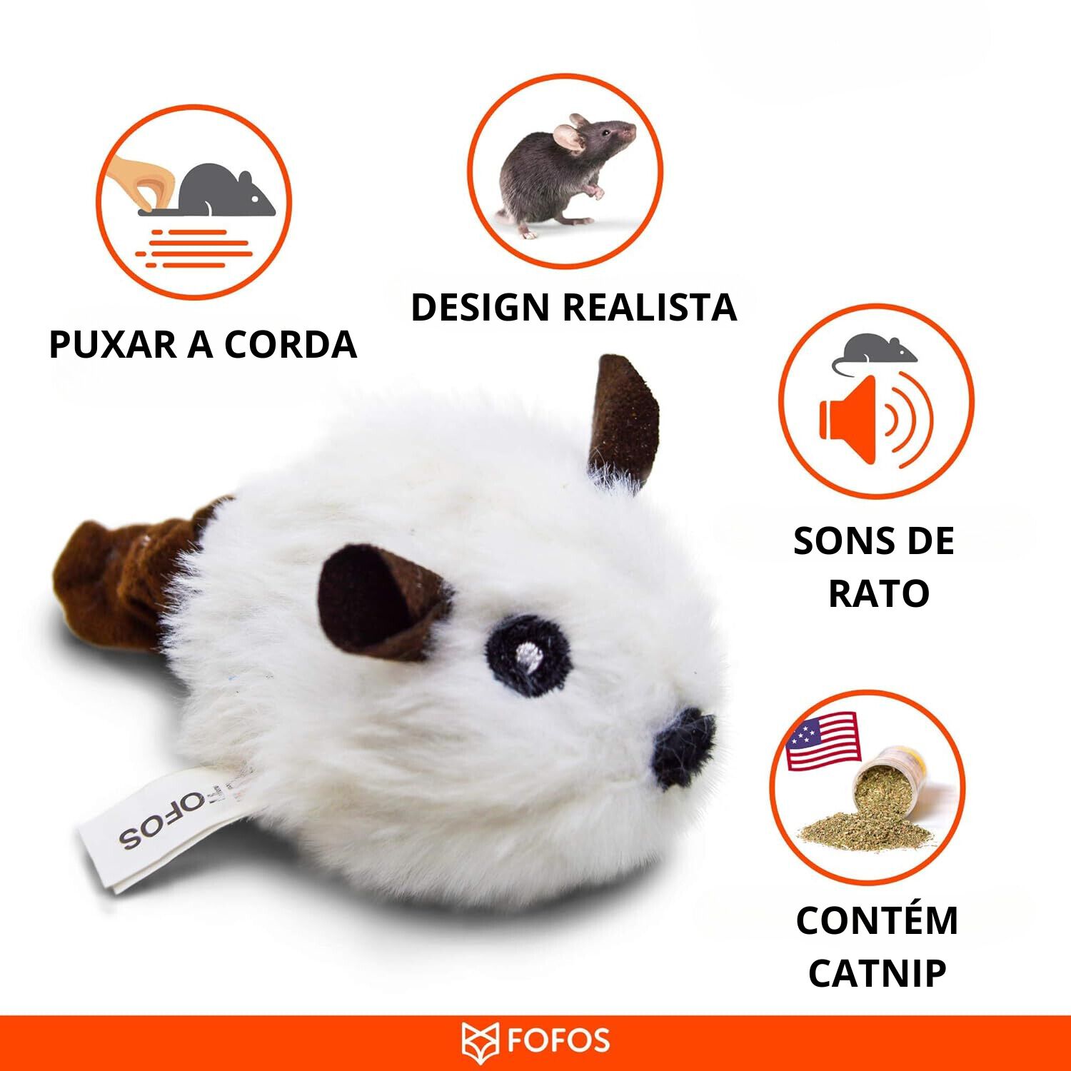 FOFOS | Rat&oacute;n de Cuerda con Sonido (Blanco) - Para Gato, , large Imagen numero 3