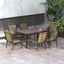 Outsunny Conjunto de Comedor de Exterior de 7 Piezas Conjunto de Mesa y 6 Sillas de Jardín con Sillas Apilables y Marco de Acero para Terraza Patio Caqui, , large indicador imagen numero 2