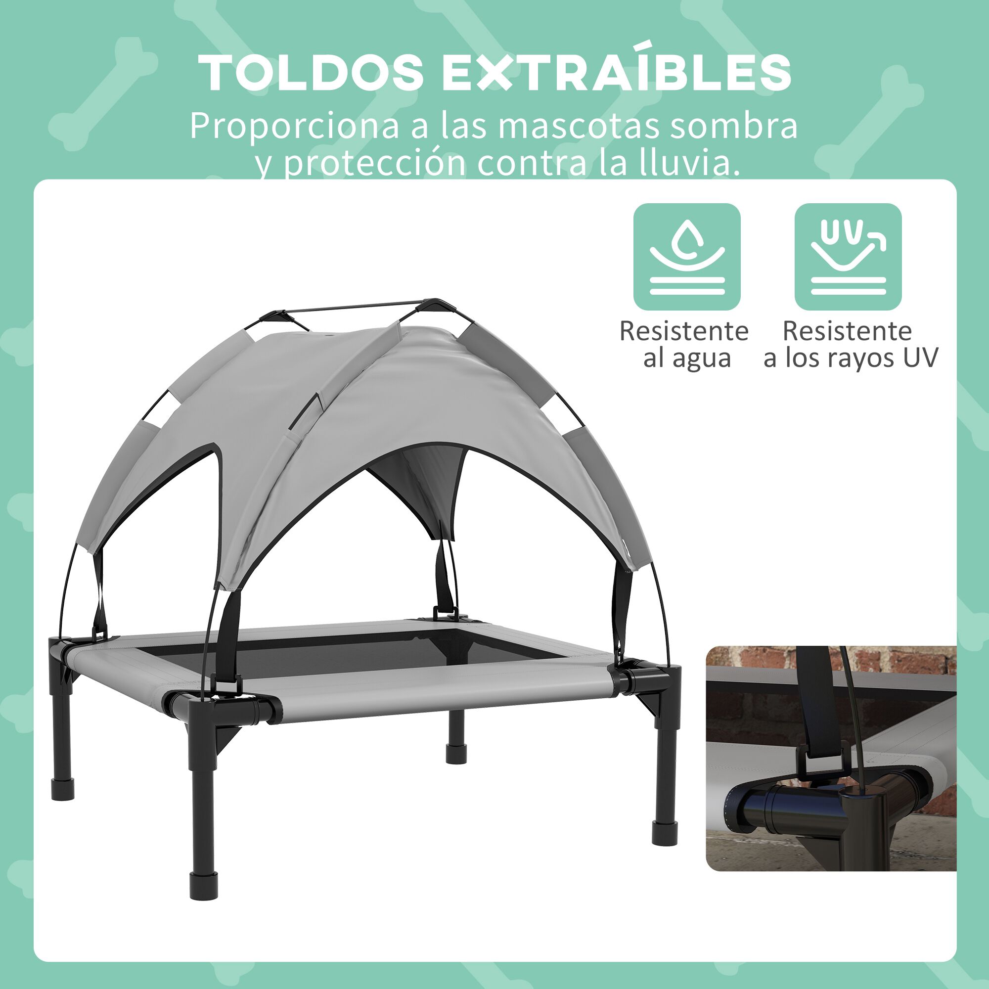 PawHut Cama Perros Elevada Gris, , large Imagen numero 5