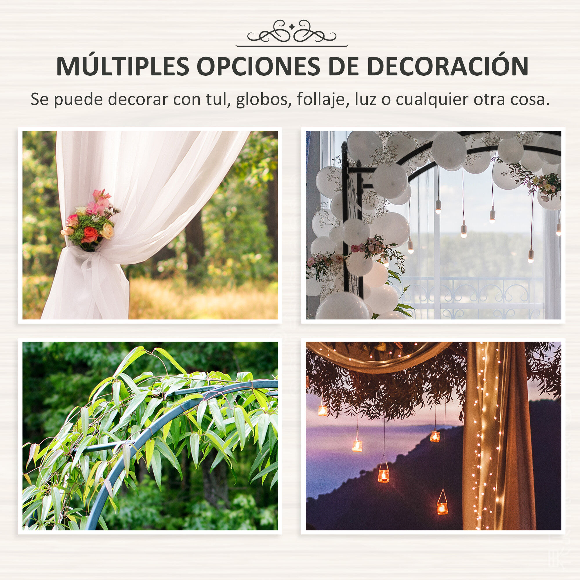 Outsunny Arco de Jard&iacute;n Negro, , large Imagen numero 4