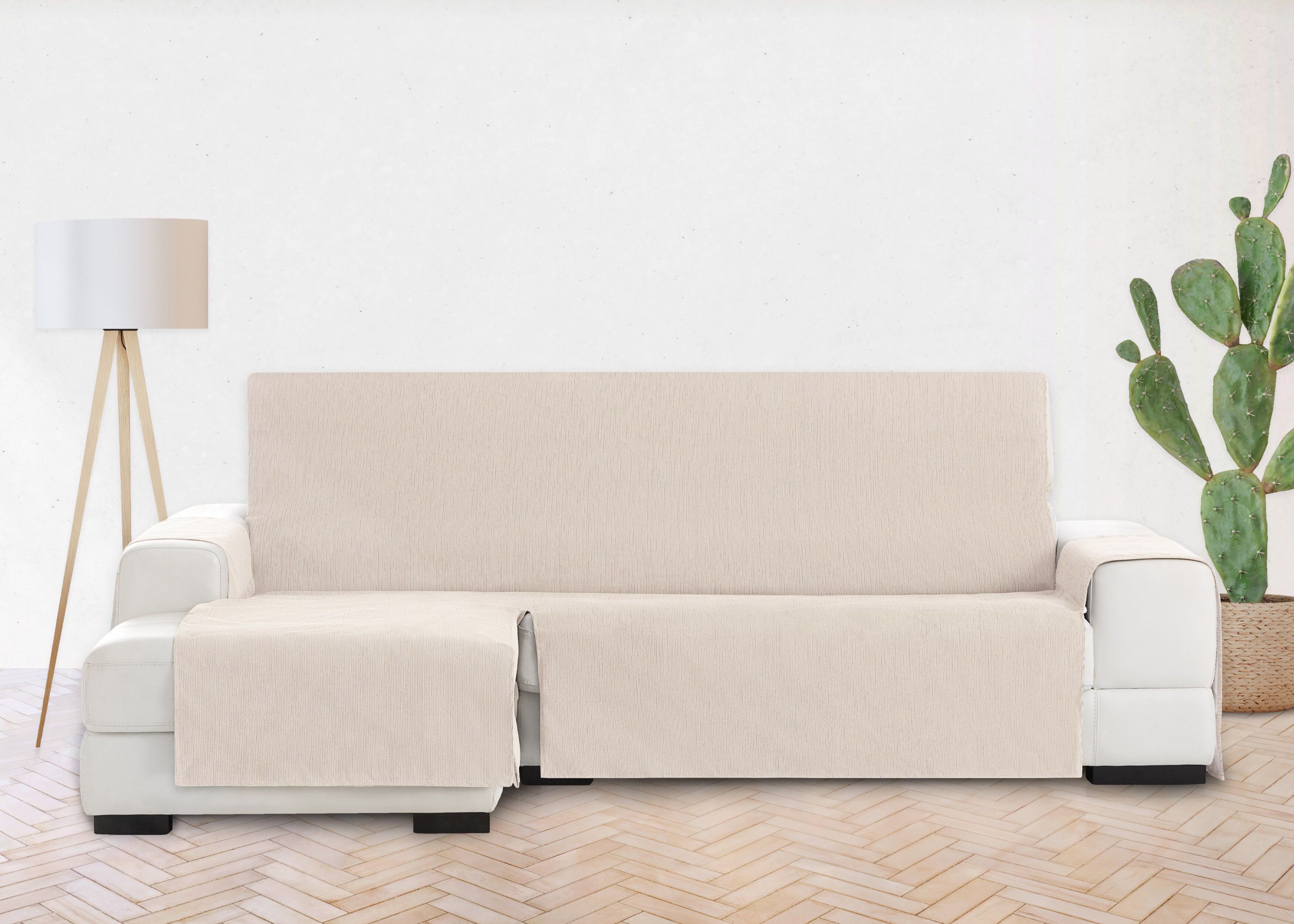 Vipalia Protector Funda Chaise Longue Lisa. Cubresofa Chenilla. Dise&ntilde;o Elite. Color Marfil. Chaise Largo Izquierda, , large Imagen numero 3