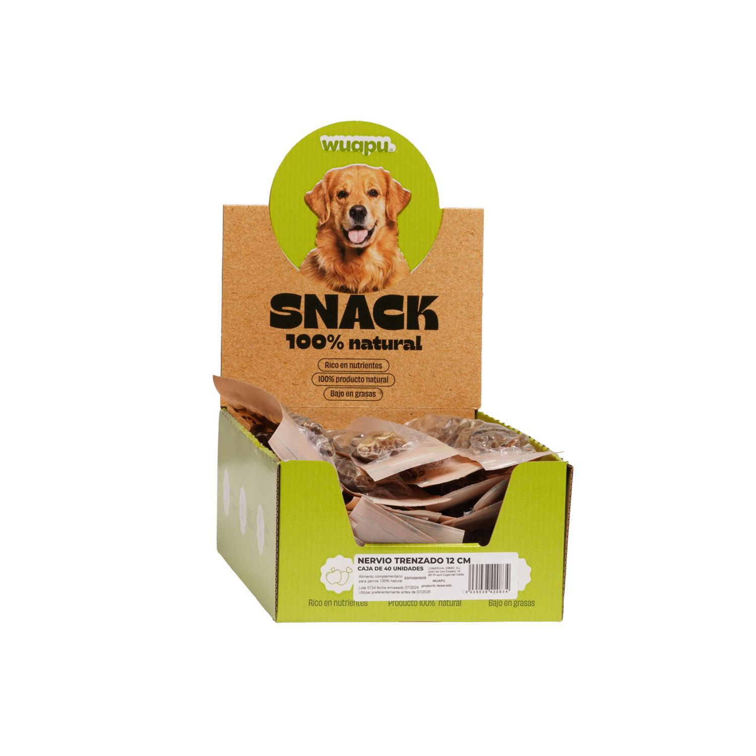 SNACK NATURAL WUAPU NERVIO DE BUEY TRENZADO 12cm x 40 unidades, , large Imagen numero 3