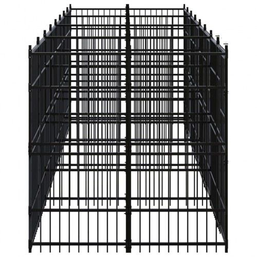 Vidaxl perrera de acero con bisagra y puerta para perros, , large Imagen numero 9