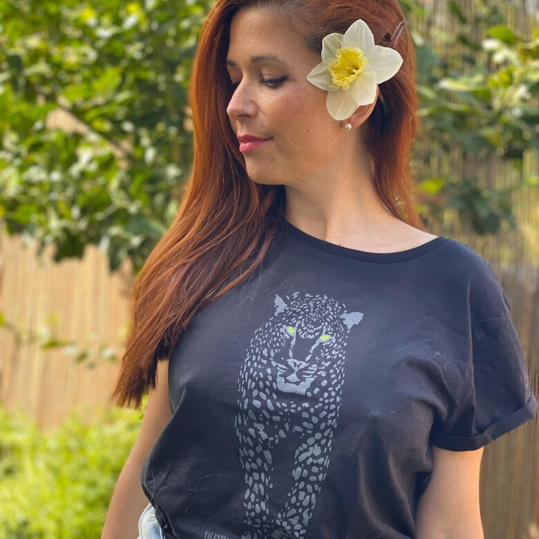 Camiseta de mujer Animal Totem jaguar gris, , large image number null