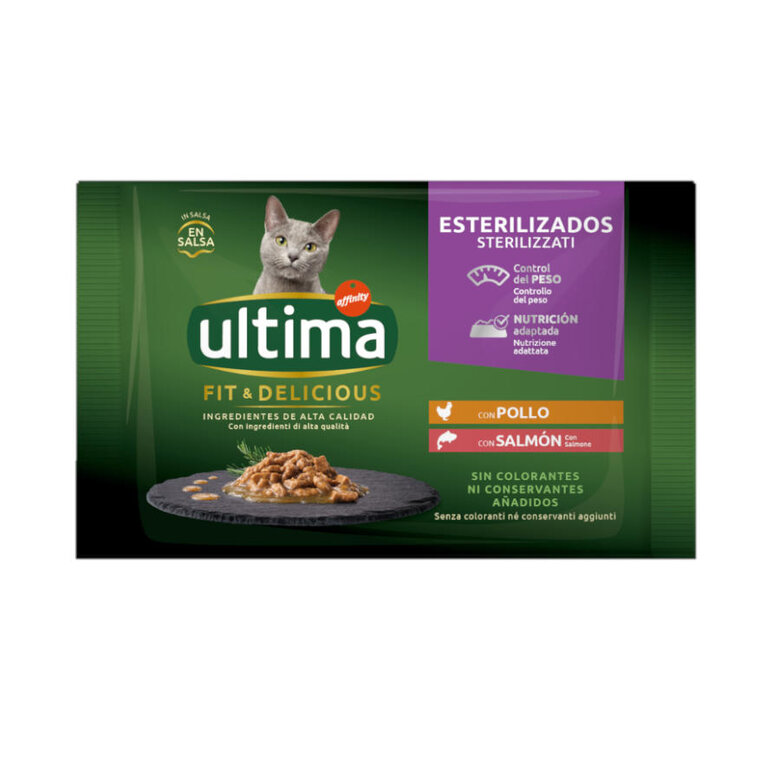 Afinity Ultima Fit & Delicious Pollo y Salmón sobre en salsa para gatos - Multipack, , large image number null
