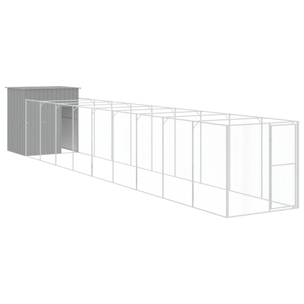 vidaXL Caseta perro corral acero galvanizado gris claro 165x1271x181cm, , large Imagen numero 5