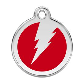 Red dingo Placa identificativa Acero Inoxidable Esmalte Rayo Rojo para perros