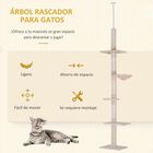 Rascador con poste de techo PawHut para gatos color Beige, , large image number null