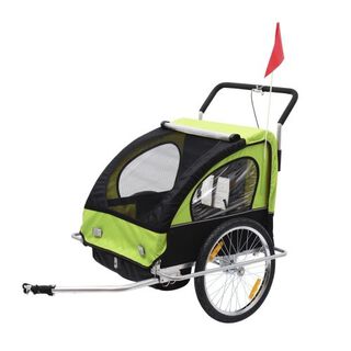 Remolque y carrito para perros y niños color Verde