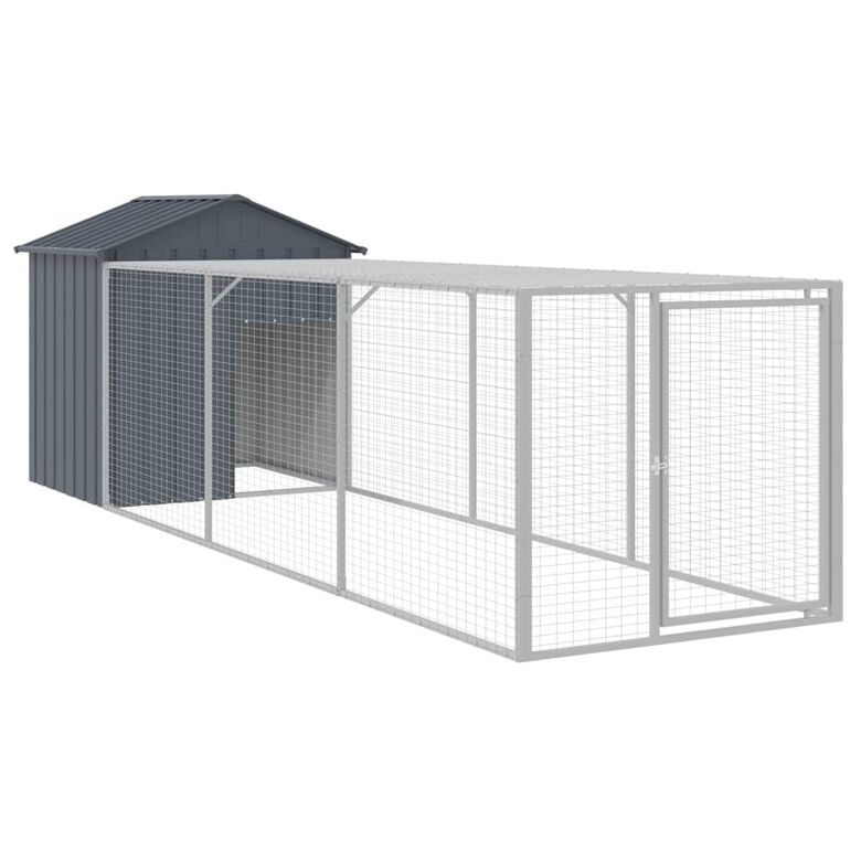 vidaXL Gallinero con corral acero galvanizado gris para roedores thumbnail