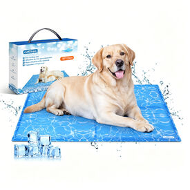 Nobleza Alfombrilla Refrescante para Mascotas &ndash; Gel Auto-refrigerante No T&oacute;xico, Estampado de Gotas Azules, Ideal para Perros y Gatos &ndash; Tama&ntilde;o: 70x110 cm