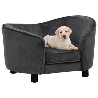 Vidaxl sofá de felpa gris oscuro para perros