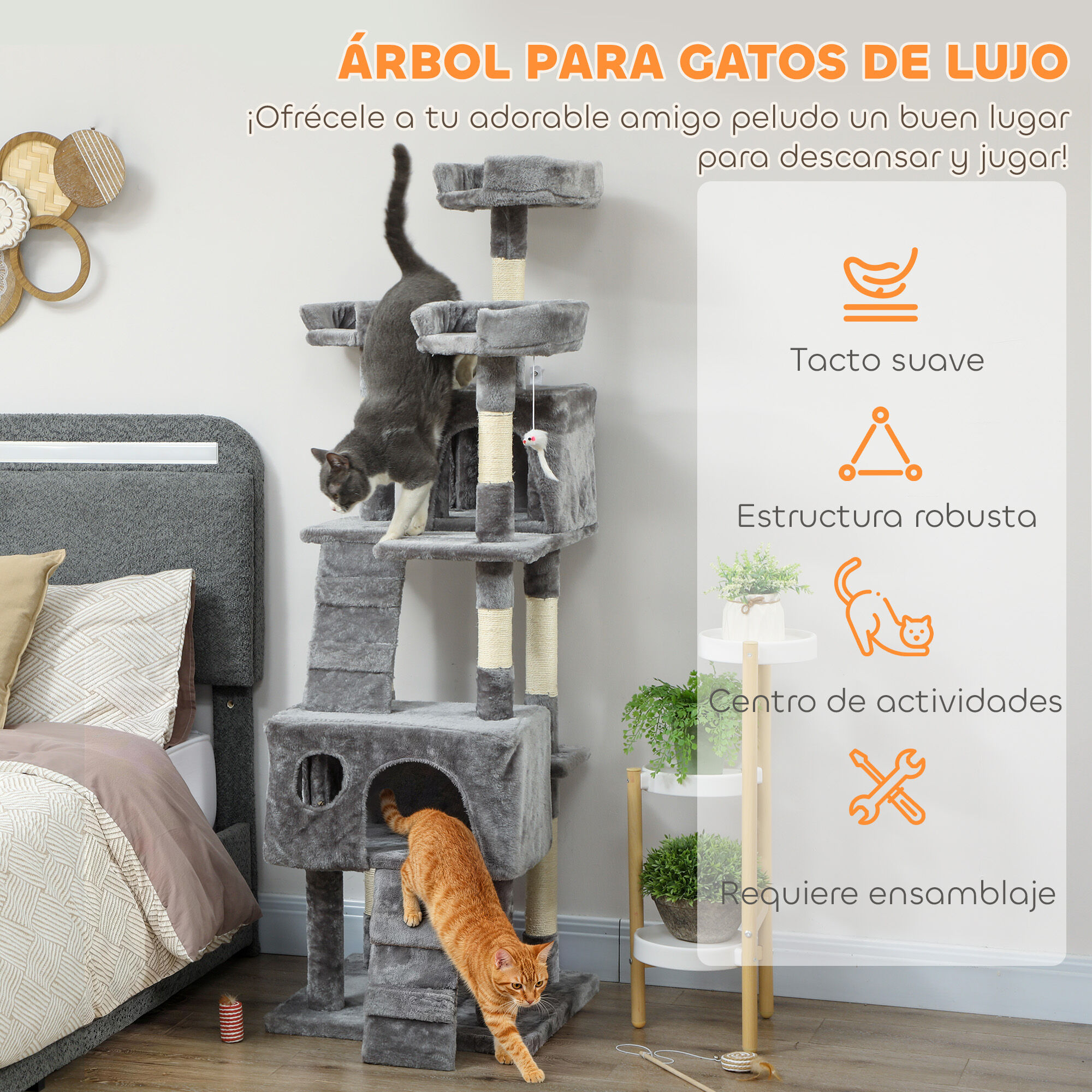 PawHut &Aacute;rbol Rascador Gatos Gris, , large Imagen numero 4