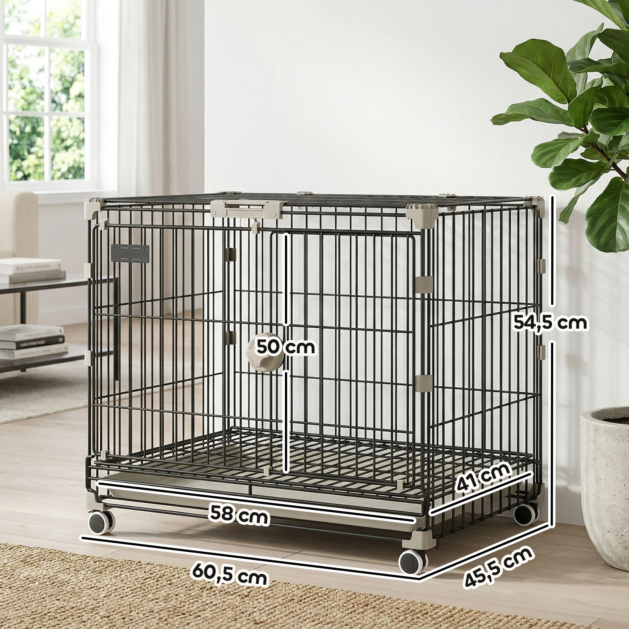 PawHut Jaula para Perro Negro, , large Imagen numero 8