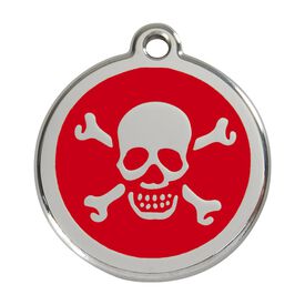 Red Dingo Placa identificativa Acero Inoxidable Esmalte Cruz Hueso Rojo para perros