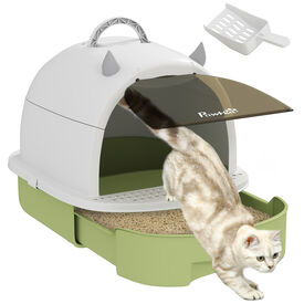 PawHut Arenero para Gatos Blanco y Verde