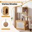 COSTWAY &Aacute;rbol Rascador para Gatos, Torre para Gatos de de M&uacute;ltiples Niveles con Postes Rascadores de Sisal, Condo, Zona de Alimentaci&oacute;n y Bola Colgante y Recinto para Caja de Arena, 117,5 cm (Natural), , large indicador imagen numero 3