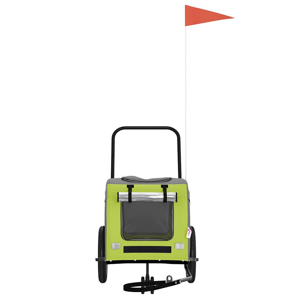 vidaXL Remolque de bicicleta para mascotas Verde y gris, , large Imagen numero 3