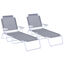 Outsunny Conjunto de 2 Tumbonas Plegables Tumbonas de Jardín con Respaldo Ajustable en 4 Niveles Carga 120 kg para Terraza Piscina 186x66x80 cm Gris, , large indicador imagen numero 1