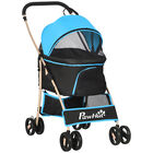 PawHut 3 en 1 Cochecito para Mascotas Carrito para Perros y Gatos Desmontable Bolsa de Transporte Plegable con Cesta de Almacenaje y Frenos Tela Oxford 600D Carga 15 kg 82x49,5x98 cm Azul., , large image number null