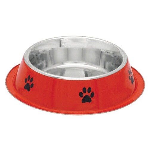 Comedero antideslizante de acero inoxidable rojo para perros, , large Imagen numero 1