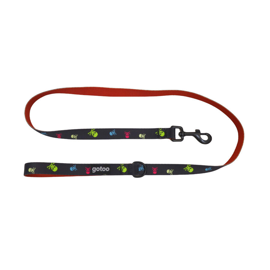 Gotoo Correa estampada calavera negro para perros, , large Imagen numero 1