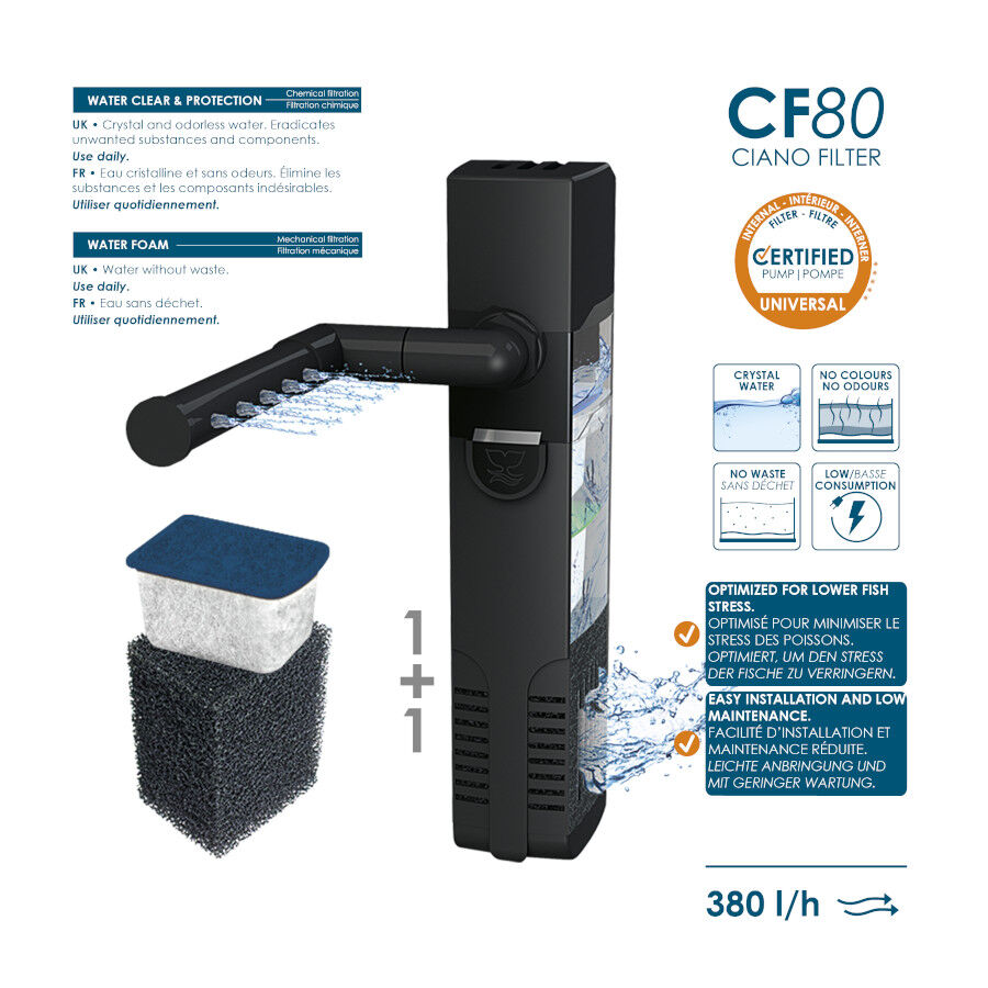 Ciano Aqua Led 60 Negro acuario con luz led, filtro y calentador, , large Imagen numero 5